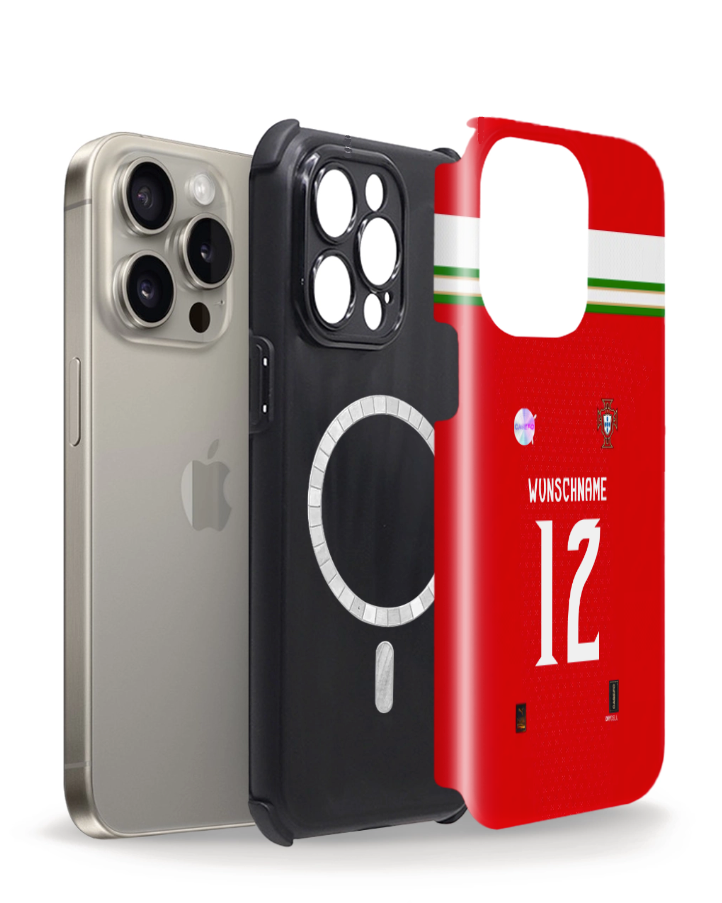 Three phone cases with different designs and colors on a white background.