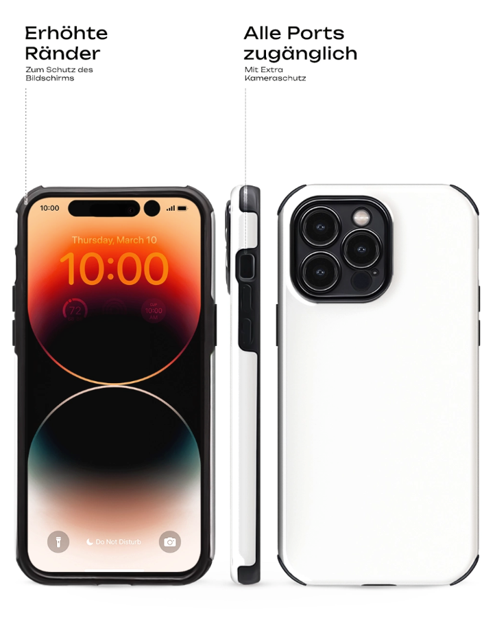 Phone case with screen protector and camera cutout on a white background